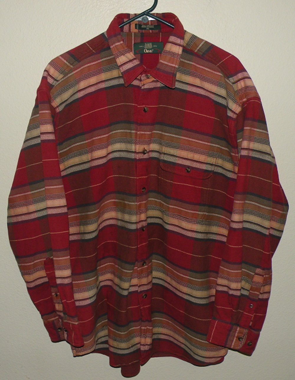 Vtg Early 90s Orvis Men’s XL LS Flannel Shirt Southwest Aztec Style Striped Red